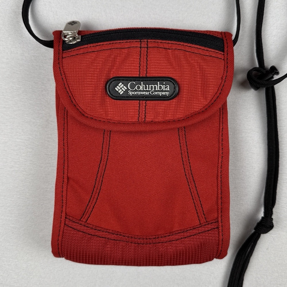 Columbia Ditty Pouch Red Neck Wallet Travel Passport ID Holder Crossbody Bag